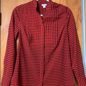 J. Crew Factory Buffalo check plaid blouse / button up shirt